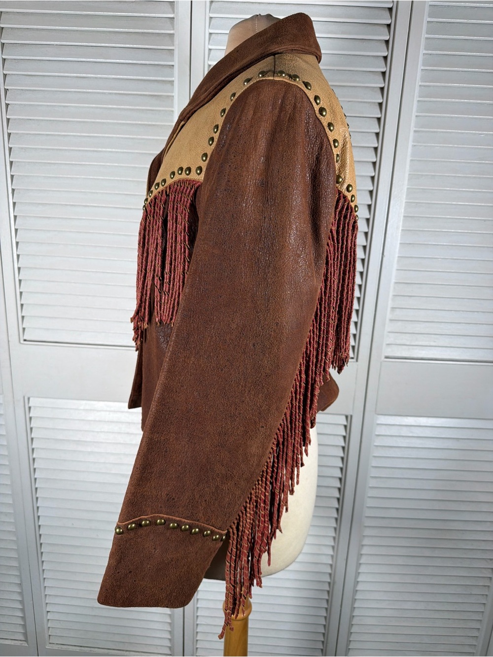 Vintage Scully Leather Fringe Jacket Heart Studded Western Cowgirl Boho M - Picture 8 of 16